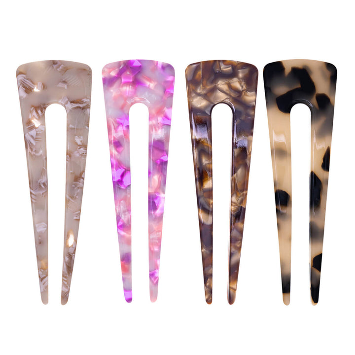 Vinklad plast French hair pin livlös hårnål 10,4 cm, 4-pack