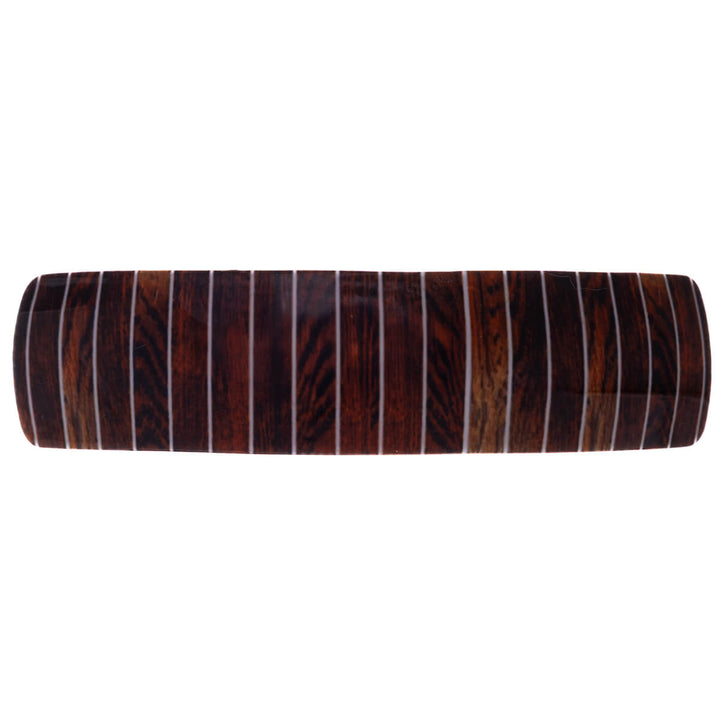 Curved rectangular hair clip, wood grain, 9 cm