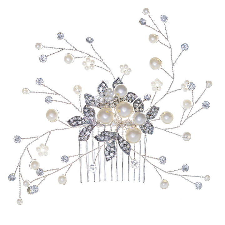 Combed snowdrop hair accessory with glass stones