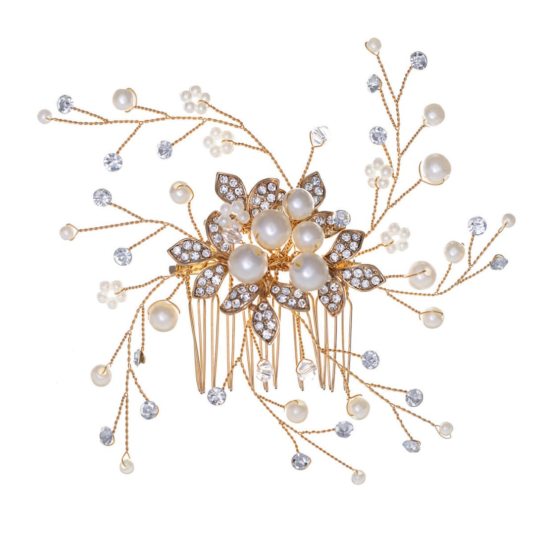 Combed snowdrop hair accessory with glass stones