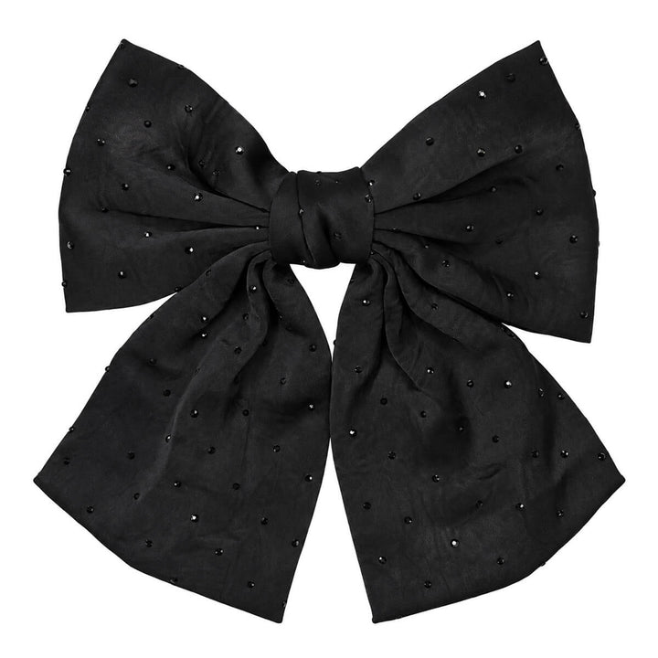 Black, sparkly hair bow with a clasp