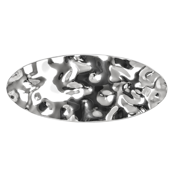Curved, oval-shaped hair clip—hand-forged with a shiny finish