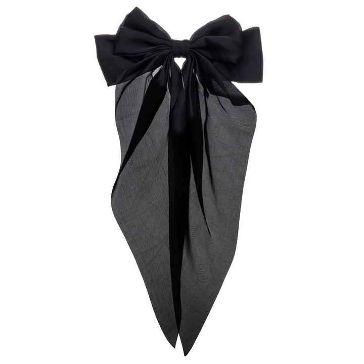 Long monochrome hair bow tie hair clip