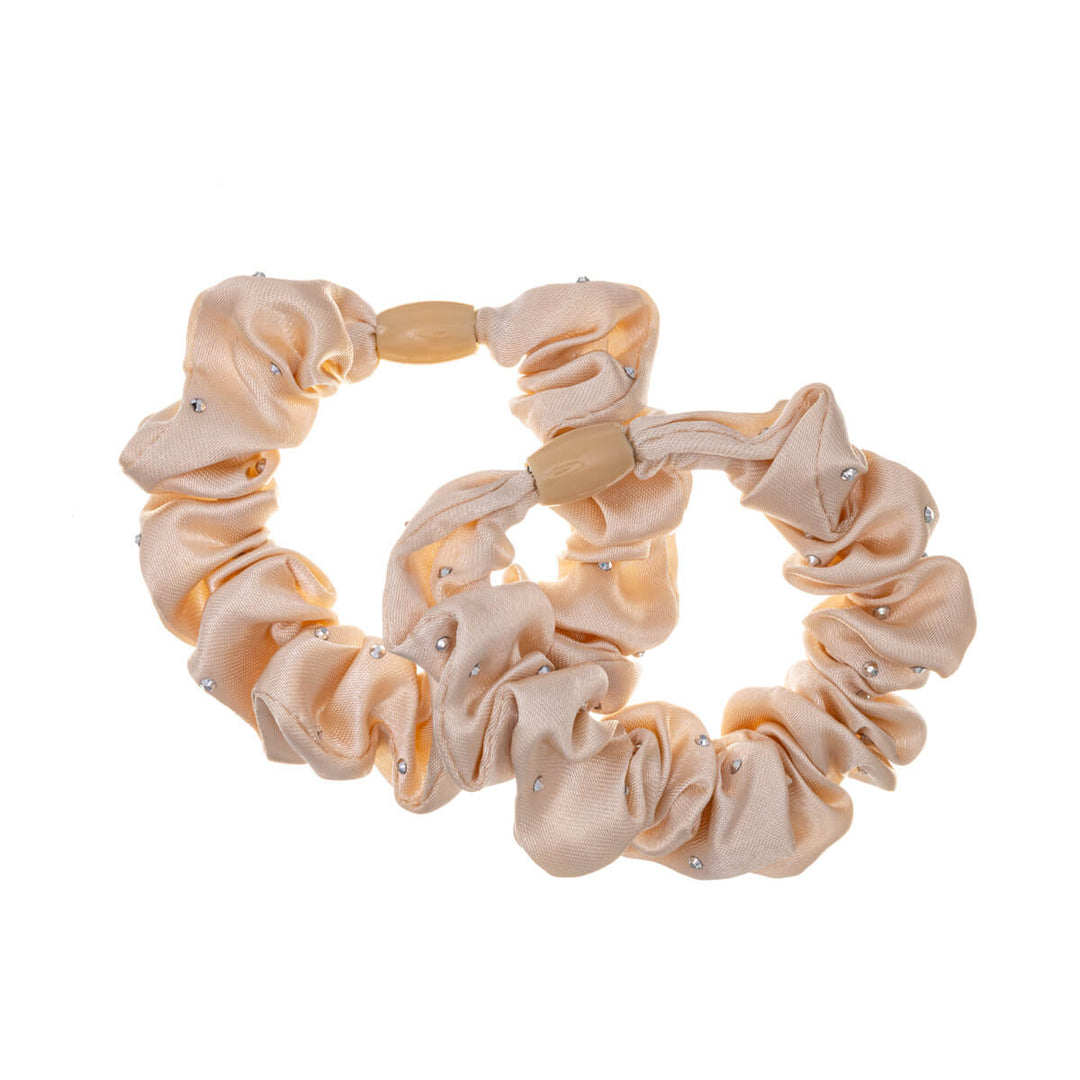 Glittrig hårbåge satin scrunchie ø6cm 2st