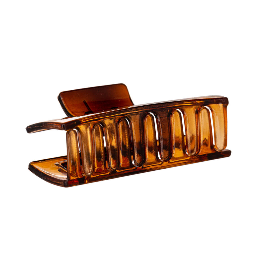 Rektangulärt hårspänne av plast med hajtand 7cm