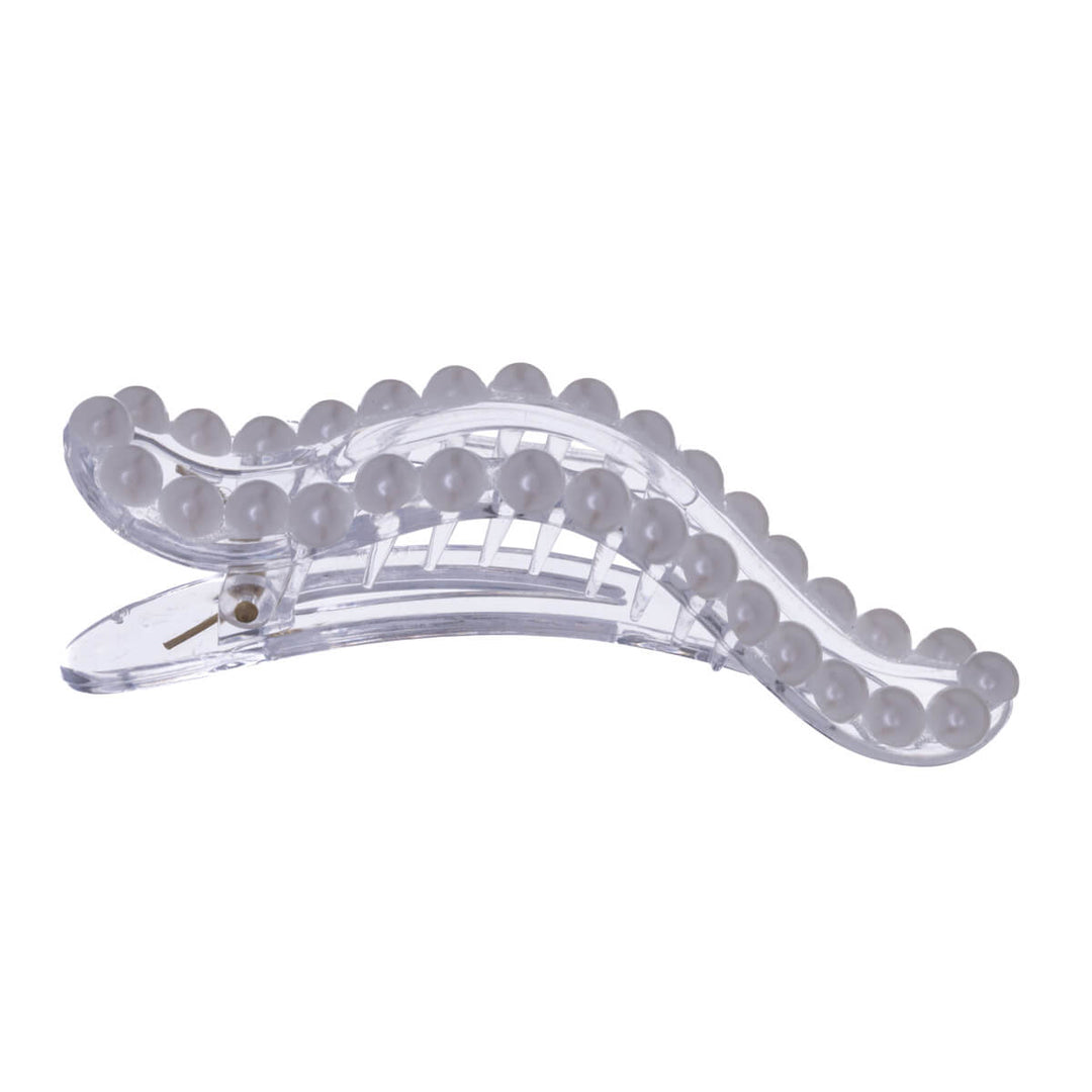 Pearl decorated plastic hair clip with beak