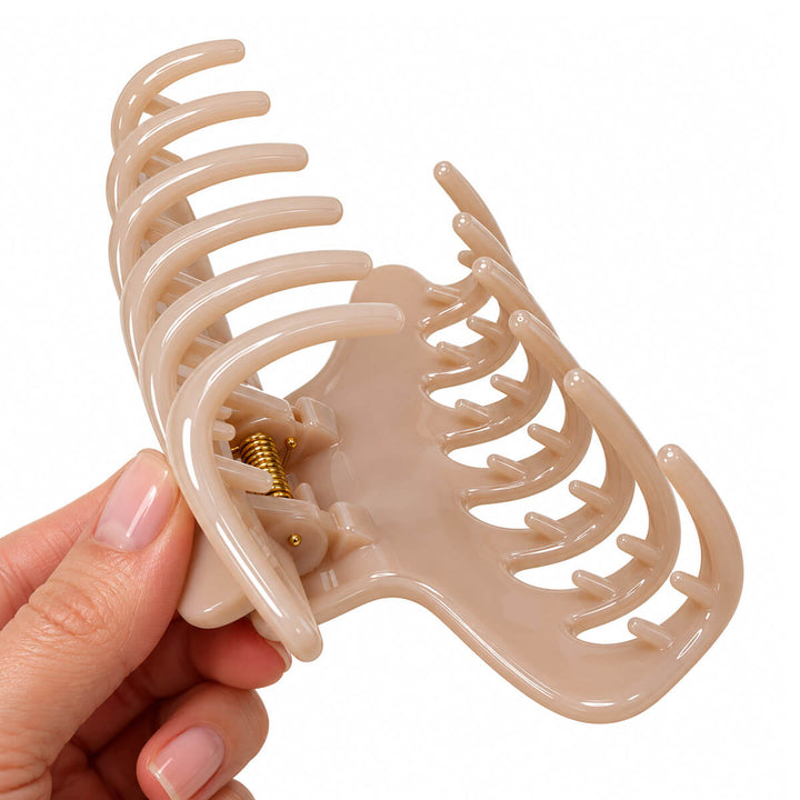 Long hair clip, shark tooth, 13.7 cm - curved prongs