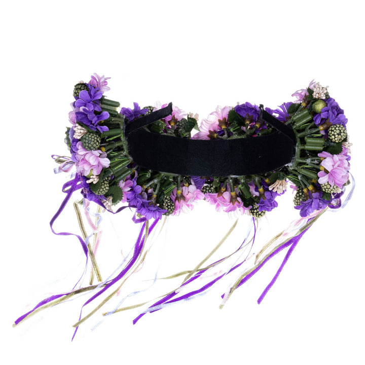 Rich floral hairband with ribbons