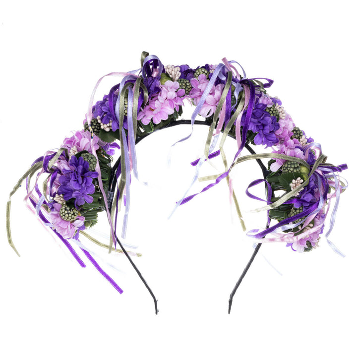 Rich floral hairband with ribbons