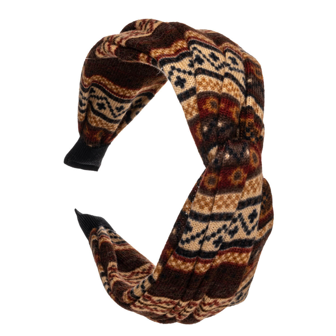 Wide hairband ethnic Aztec patterning