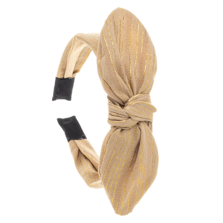 Gold striped hairband with bow