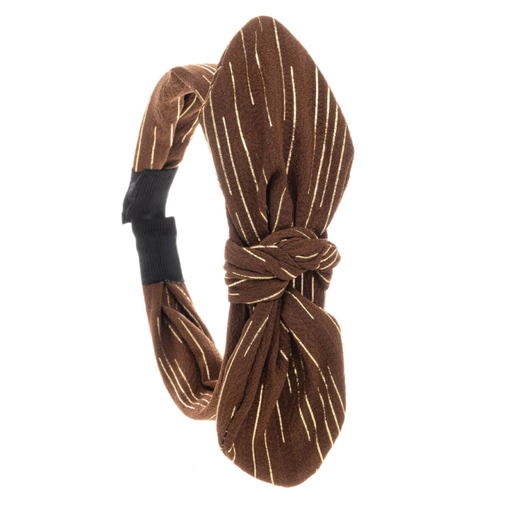 Gold striped hairband with bow