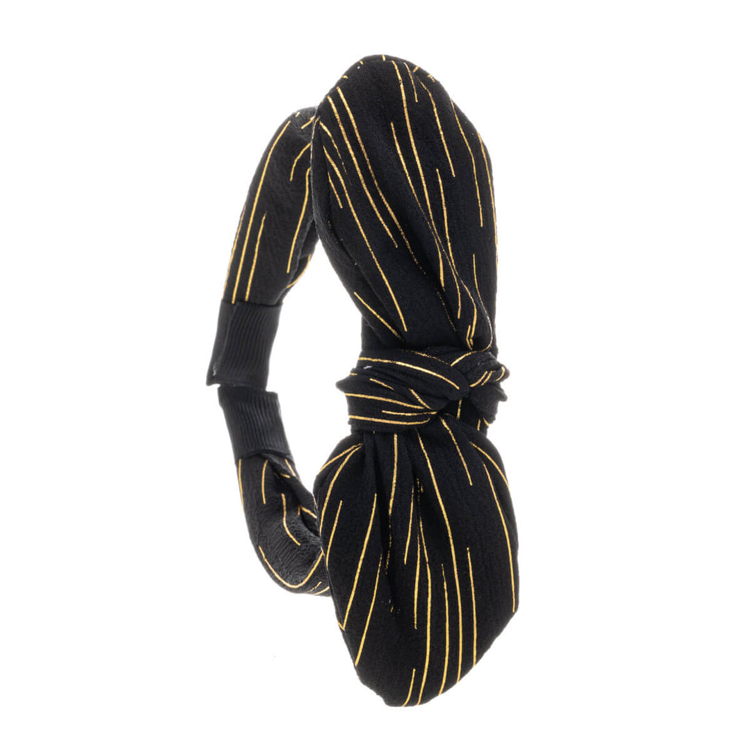 Gold striped hairband with bow