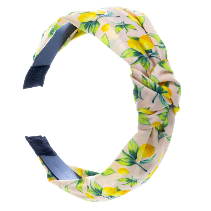 Färgstarkt citronhårband med knut