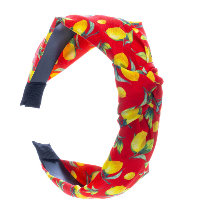 Färgstarkt citronhårband med knut