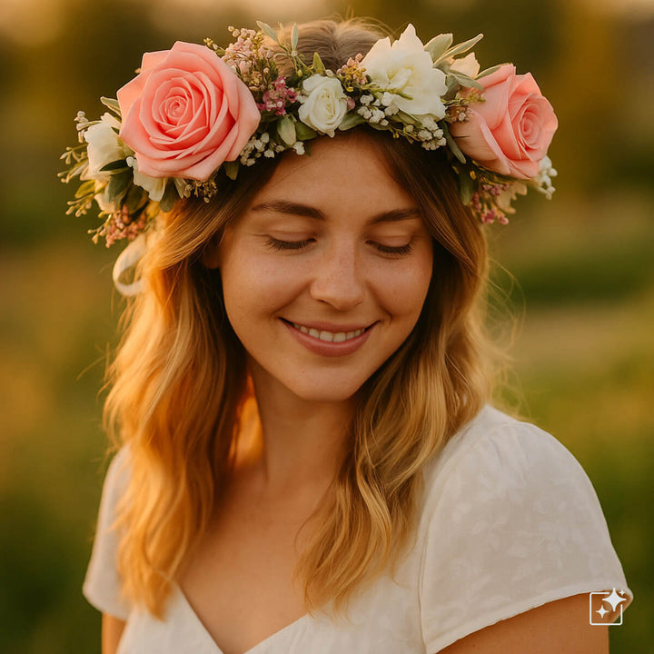 Stunning wreath for hair with roses