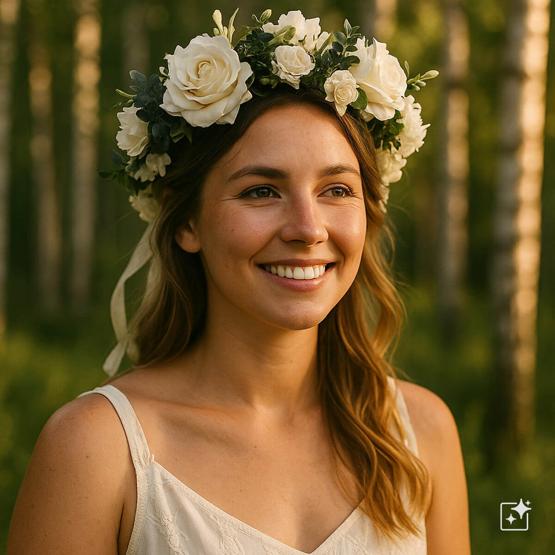 Spektakulär krans av rosenblommor