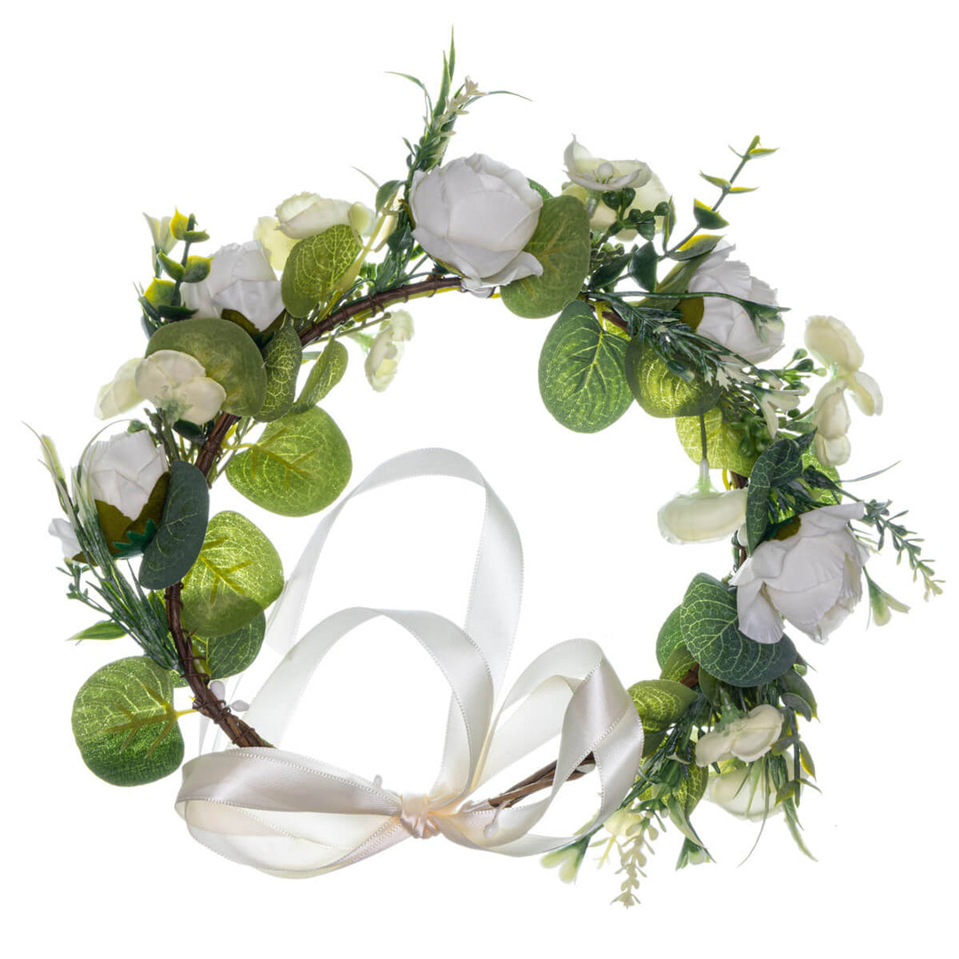 Green Flower Wreath with Colourful Flowers