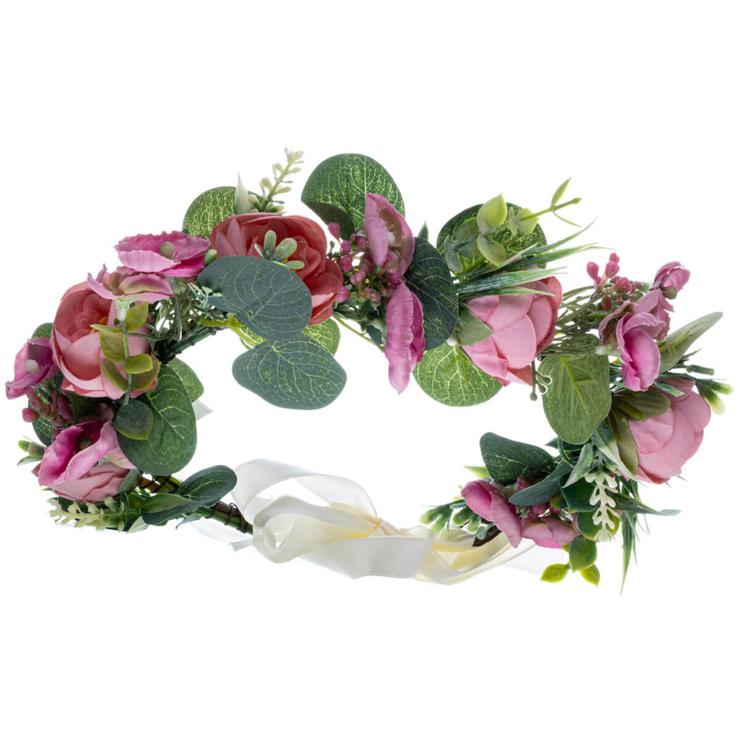 Green Flower Wreath with Colourful Flowers
