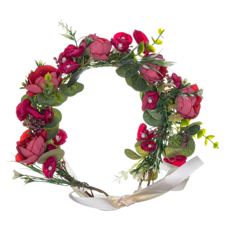 Green Flower Wreath with Colourful Flowers