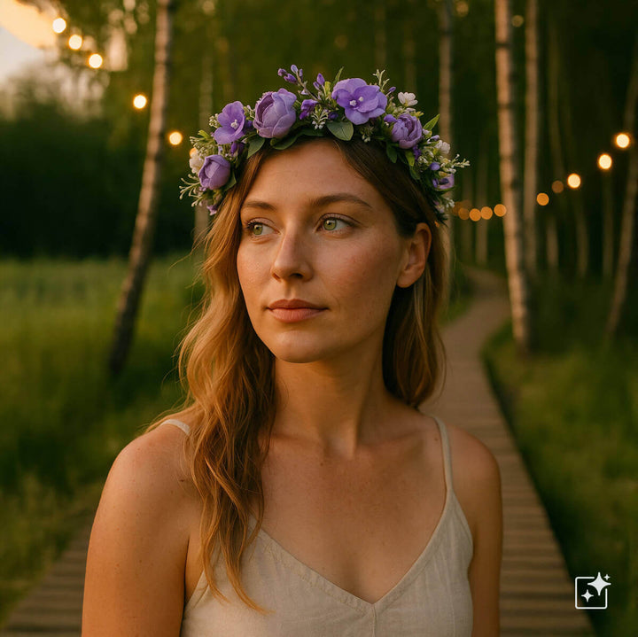 Green Flower Wreath with Colourful Flowers