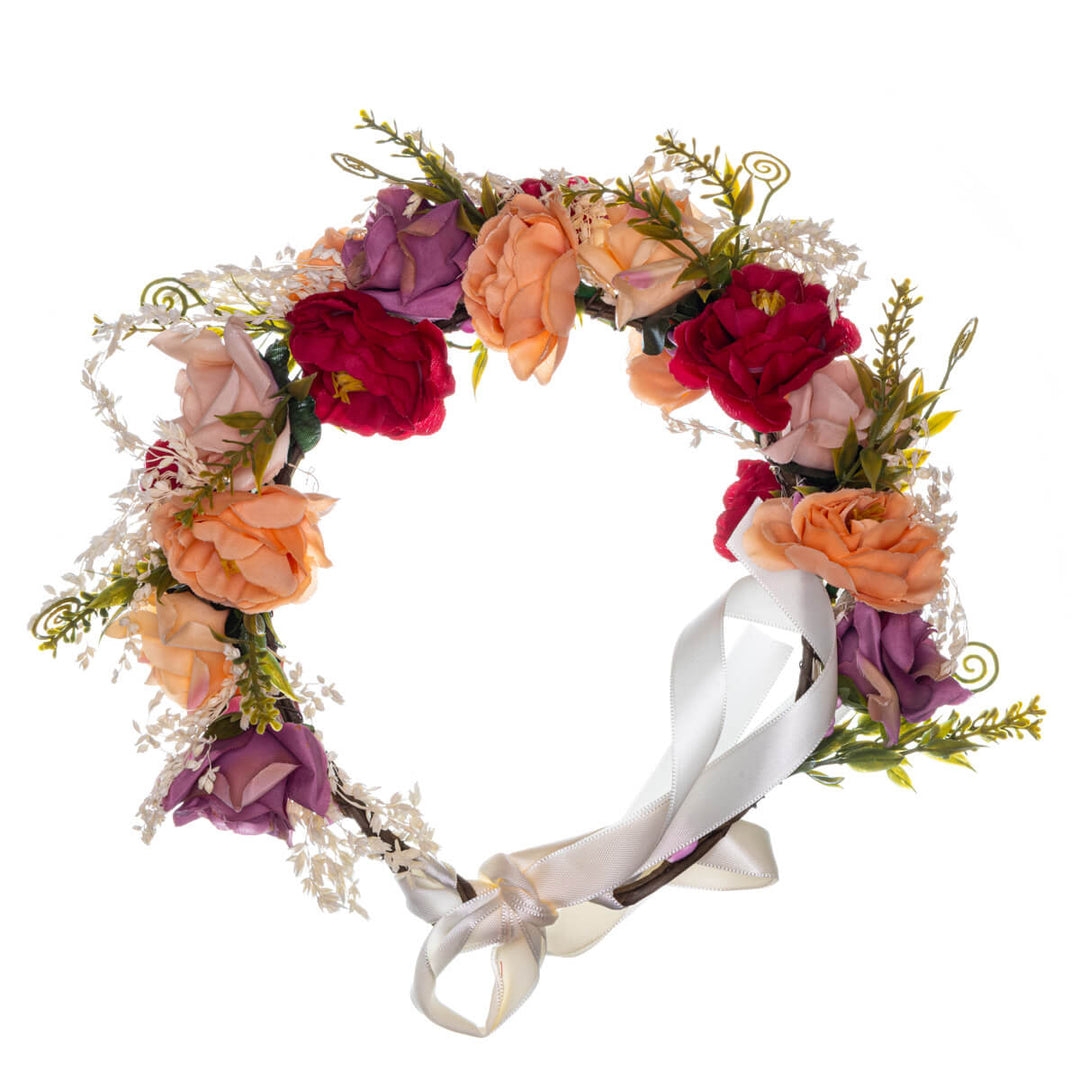 Rich Multicoloured Bohemian Flower Wreath