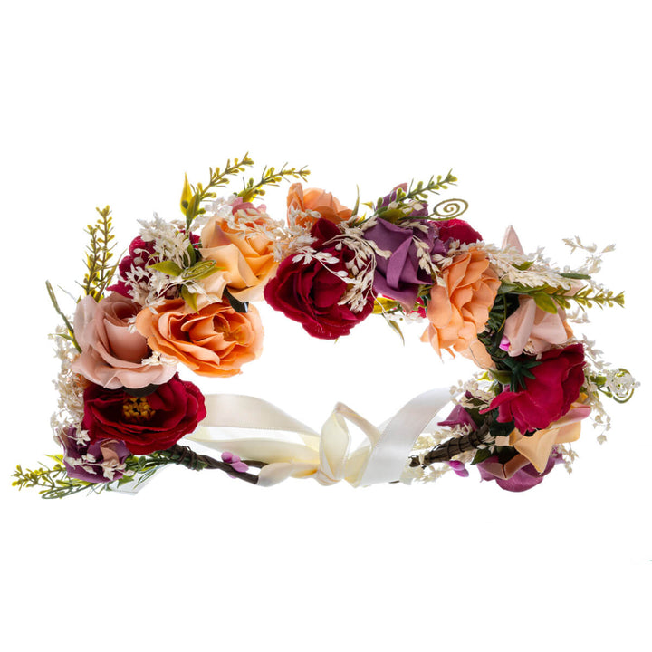 Rich Multicoloured Bohemian Flower Wreath