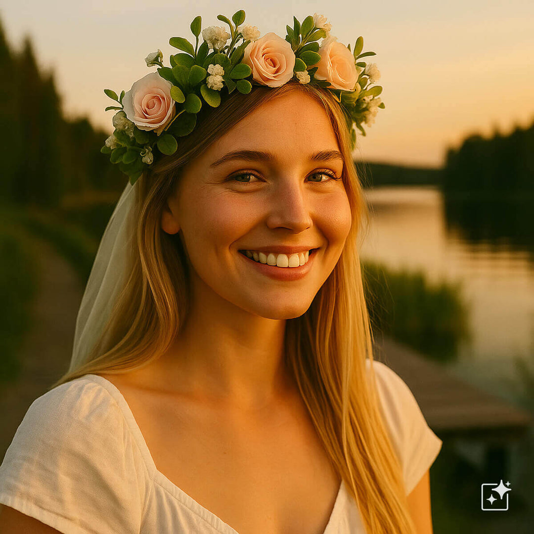 Flower Wreath of Dusky Roses