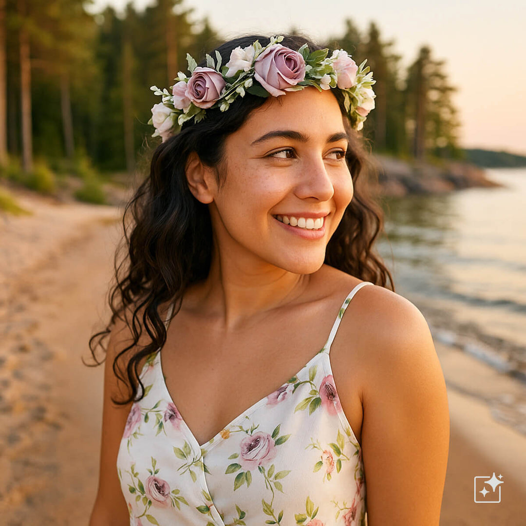 Festlig ros till blomsterkransen