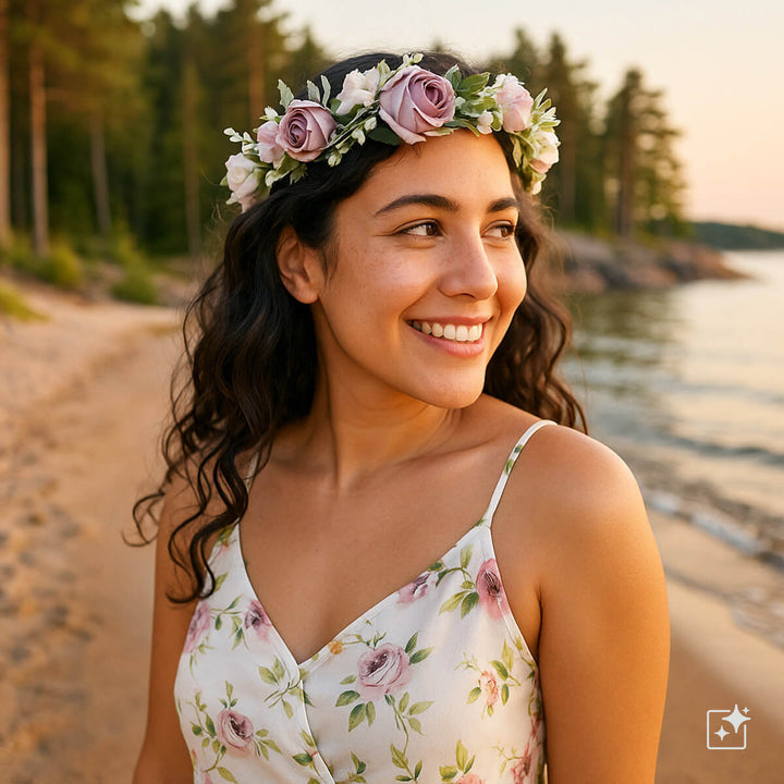 Festlig ros till blomsterkransen