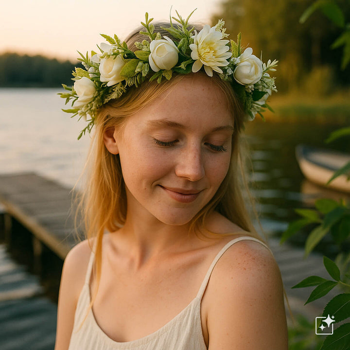 Bohemian White Flower Wreath