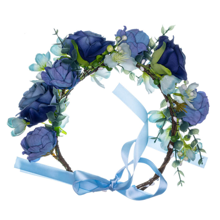 Blue Flower Wreath with Roses