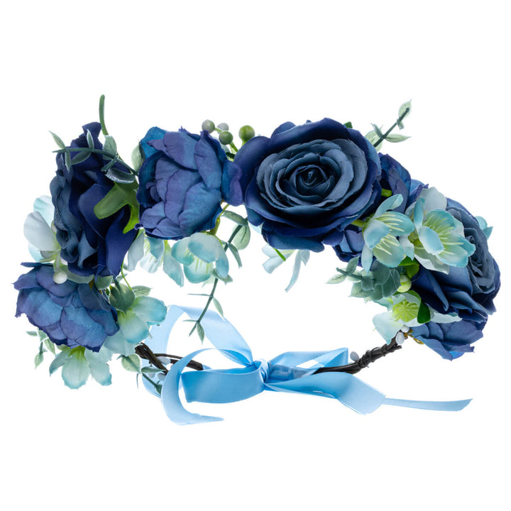 Blue Flower Wreath with Roses