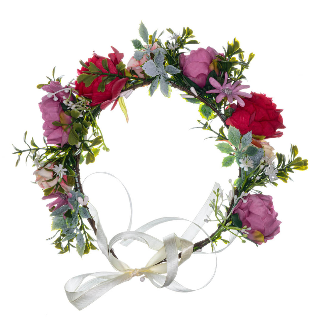 Färgstark blomsterkrans av rosor