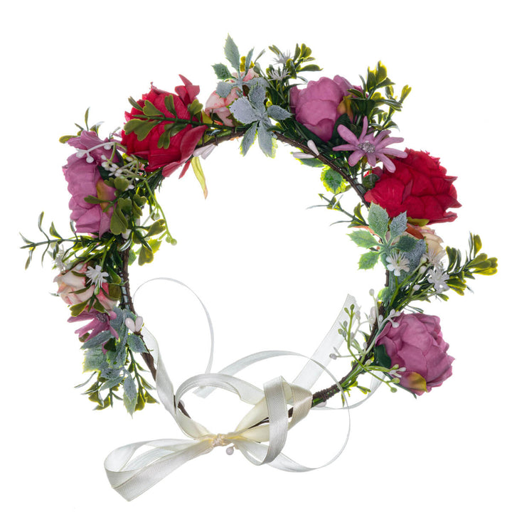 Färgstark blomsterkrans av rosor