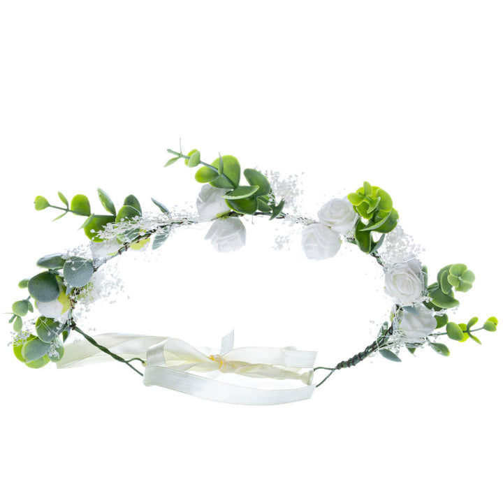 Eucalyptus Flower Wreath with White Rose Buds