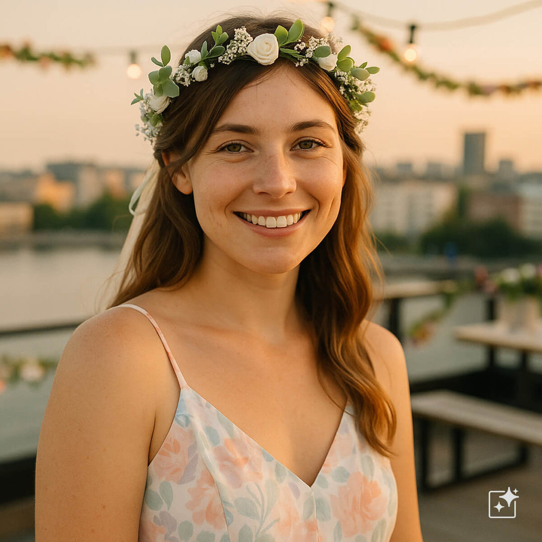 Eucalyptus Flower Wreath with White Rose Buds