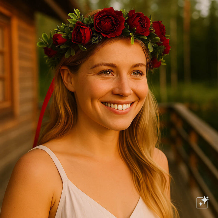 Flower Wreath of Red Peonies
