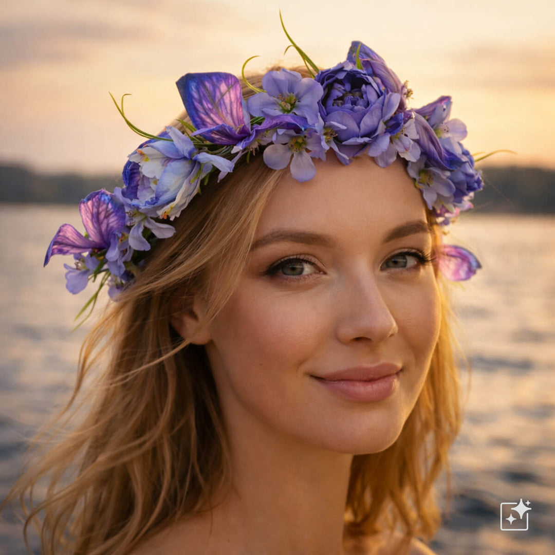 Lila fjärilsblomsterkrans