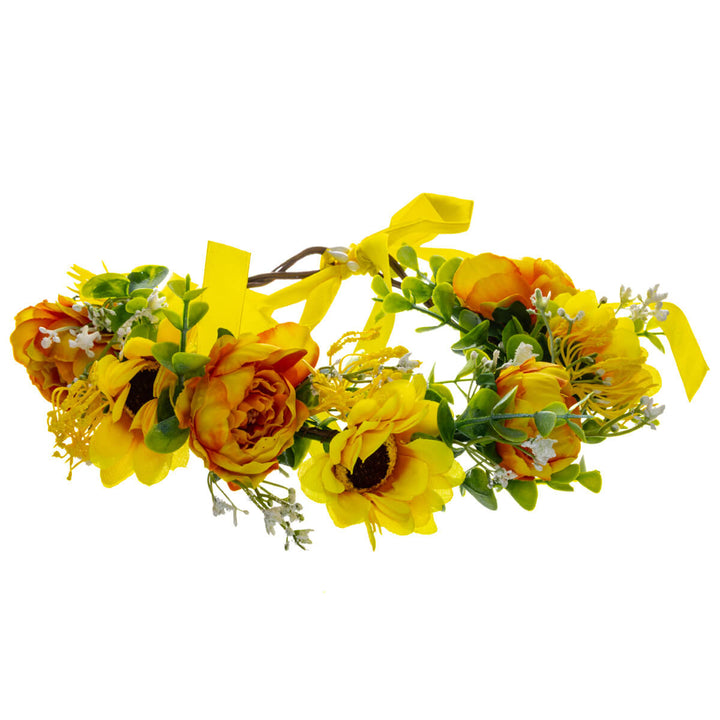 Yellow floral wreath with orange flowers