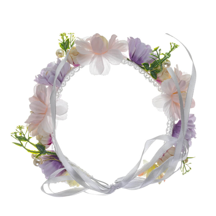 Pastel lace flower wreath with pearls