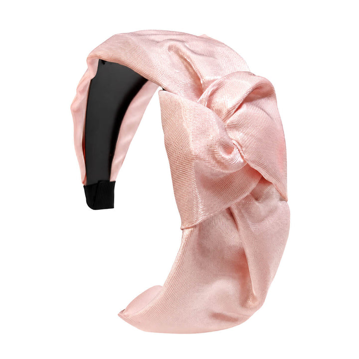 Wide, shiny headband—with a knot in the fabric