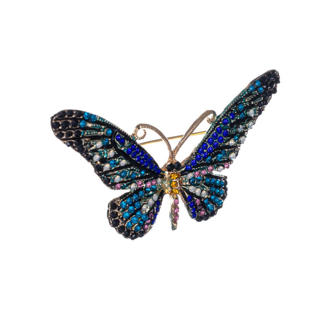 Sparkling butterfly brooch with glass stones