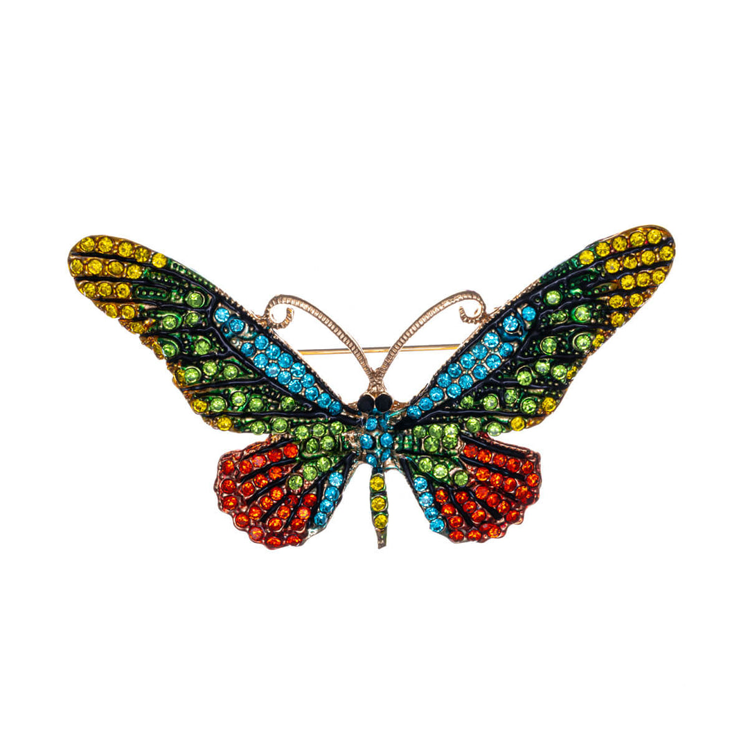 Sparkling butterfly brooch with glass stones