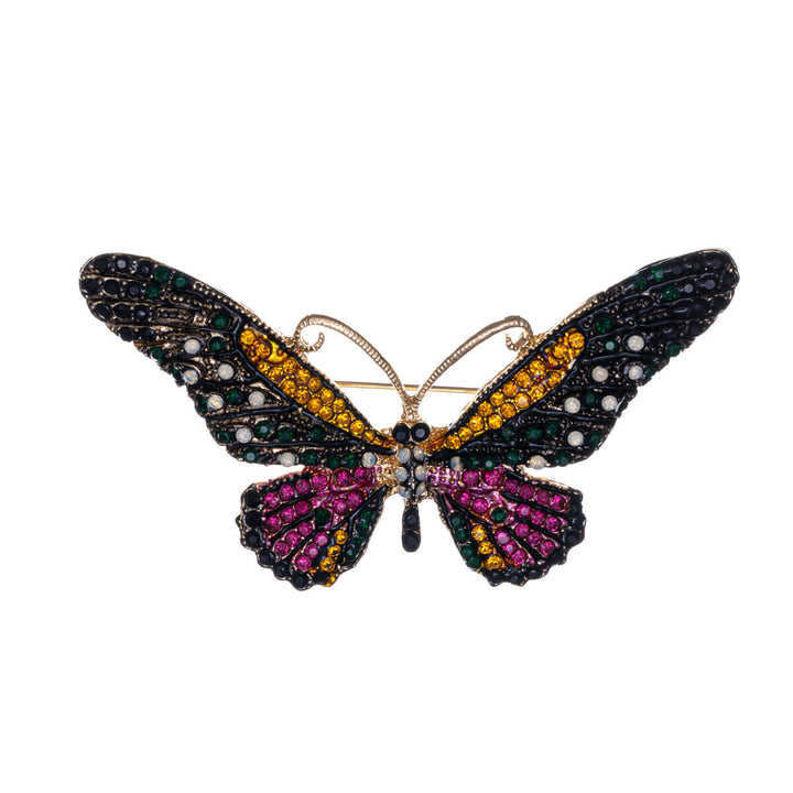 Sparkling butterfly brooch with glass stones