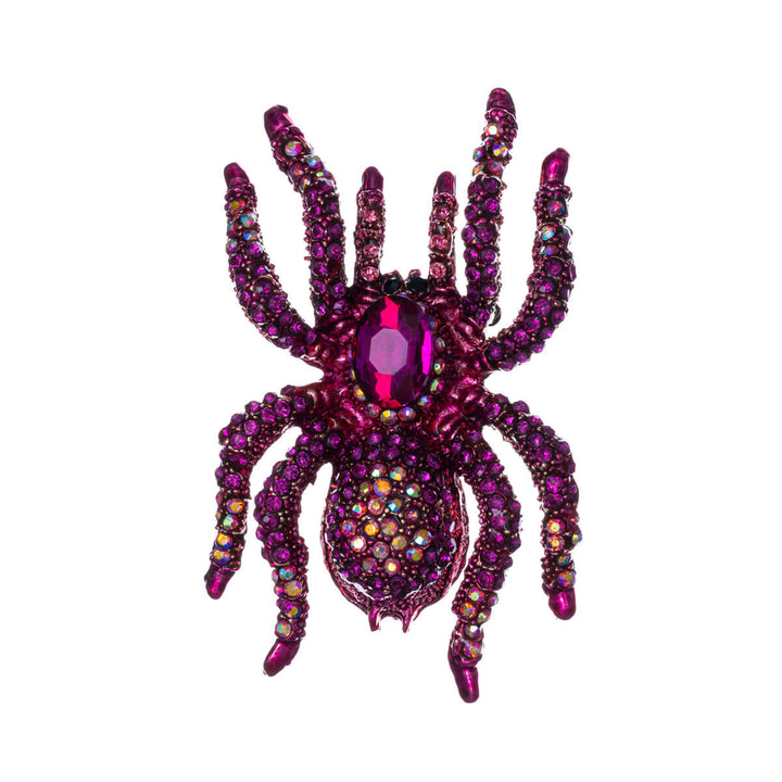 Sparkling spider brooch with glass stones