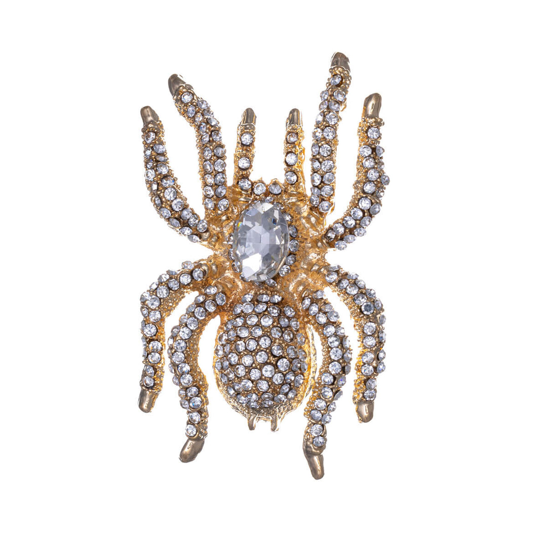 Sparkling spider brooch with glass stones