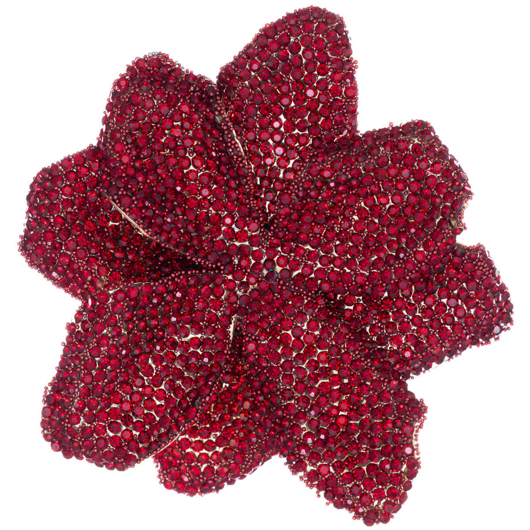 Large sparkling flower brooch with glass stones