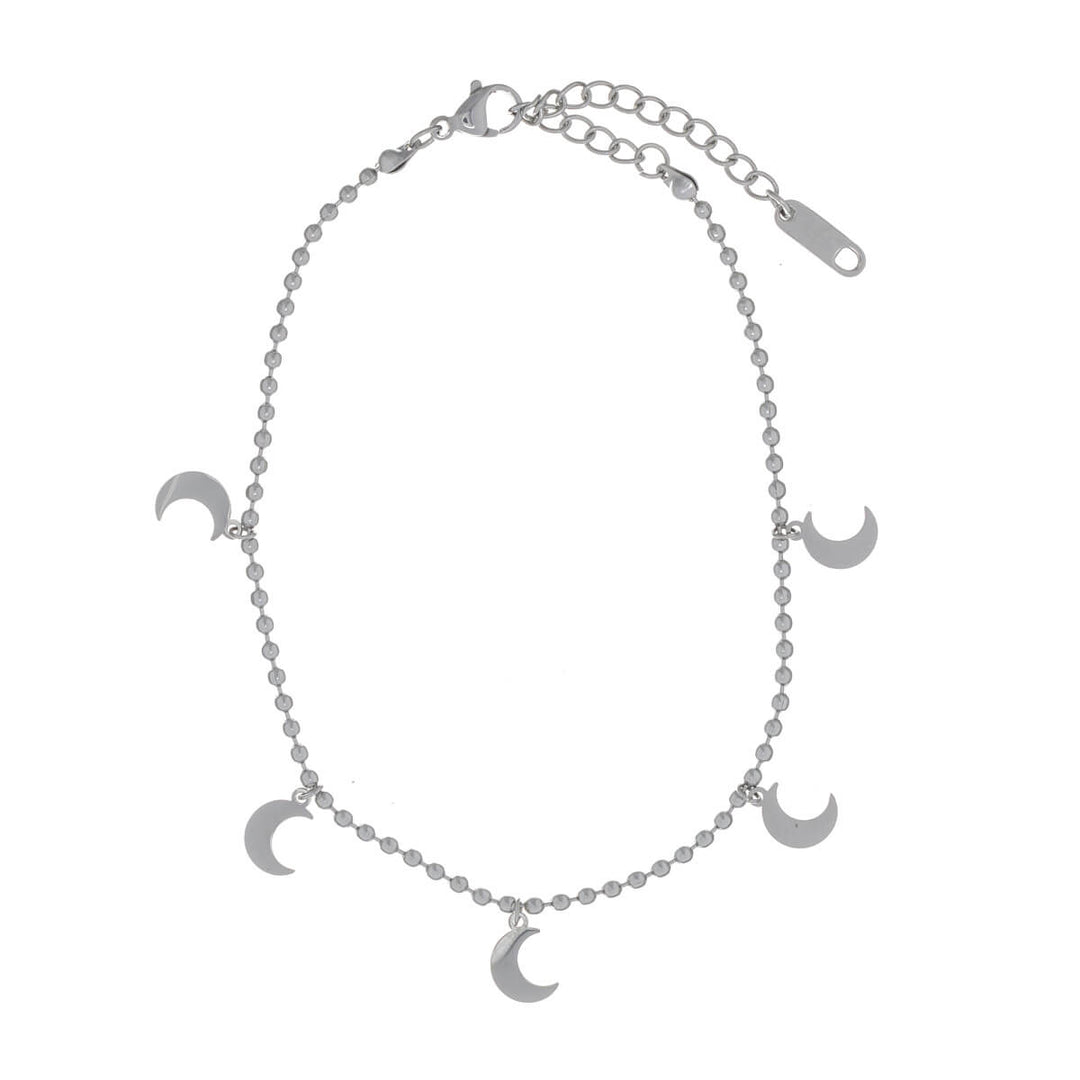 Moon pendant ankle bracelet with steel ankle chain (Steel 316L)