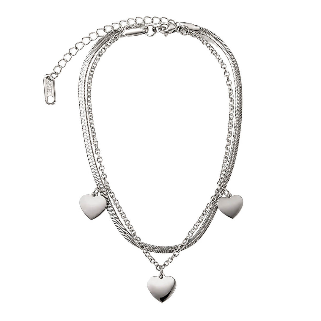 Steel heart pendant ankle chain (316L steel)